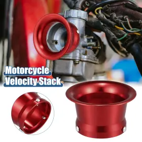 Carpopart 724117903954 55mm Motorbike Velocity Stack Carb Carburetor Air Filter Funnel Trumpet Red