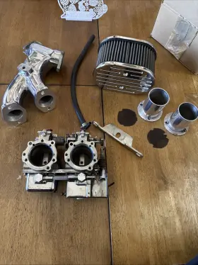 3124 Edelbrock Dual Chrome Carburetor Intake Air Cleaner Harley 124 Evo