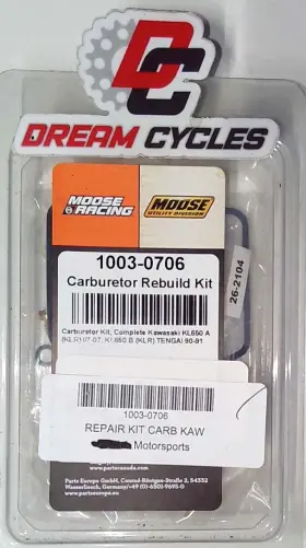 1003-0706 Kawasaki / Moose Carburetor Repair Kit Kl Klr 650 87 07 Tengai 90-91