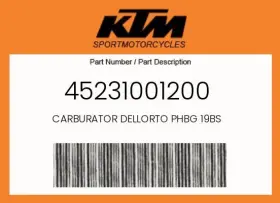 45231001200 Ktm Genuine Carburator Dellorto Phbg 19bs -
