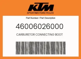 46006026000 Ktm Genuine Carburetor Connecting Boot -