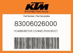 Ktm 83006026000 Genuine Carburetor Connection Boot -