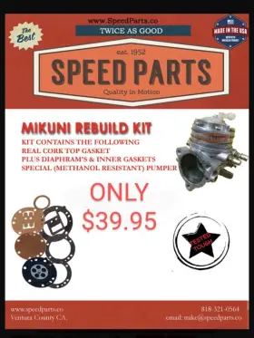 Mi-34kart Mikuni / Burris 34mm Gokart Carburetor Rebuild Kit