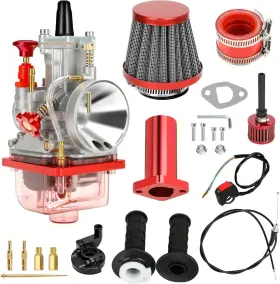 Ho-pwk24-rd Rzeozu Red Pwk 24mm Carburetor Air Filter Intake Pipe Kit For Mb200 Kt196 Gx200 Engine
