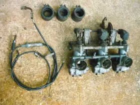 13200-33111 Suzuki 74 Gt380 Sebring Oem Carburetors Carb Intake Boots Cables Set