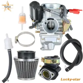 Luc1800498 Tectech Carburetor &air Filter For Gy6 150cc Go Kart Kazuma Taotao Sunl Scooter 24mm