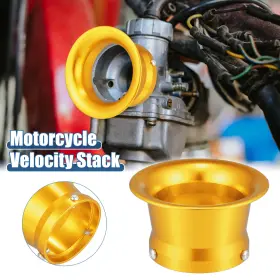 X Autohaux 724117902490 55mm Motorbike Atv Velocity Stack Carb Carburetor Air Filter Funnel Gold Tone