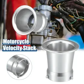 X Autohaux 781913944550 50mm Motorcycle Velocity Stack Carb Carburetor Air Filter Funnel Silver Tone