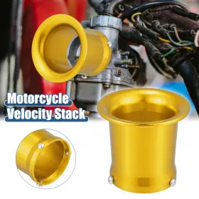 X Autohaux 781913953446 55mm Motorcycle Velocity Stack Carb Carburetor Air Filter Funnel Gold Tone
