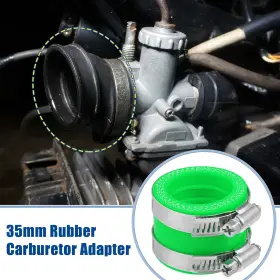 X Autohaux 781913958724 35mm Id Green Carburetor Adapter Inlet Intake Pipe Boot Interface With Clamps