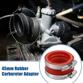 X Autohaux 781913960857 45mm Id Red Carburetor Adapter Inlet Intake Pipe Boot Interface With Clamps