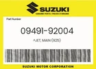 Suzuki Genuine Jet, Main (925) 09491-92004 New. Price: $5.77.