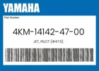 Yamaha Genuine Jet, Pilot (#47.5) 4KM-14142-47-00 New. Price: $11.24.