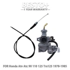New For Honda Atv Atc 90 110 TRX125 1978-1985 Carburetor&throttle Cable Usa. Price: $24.64.